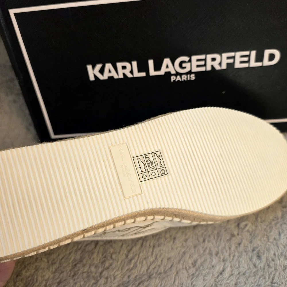 Karl Lagerfeld Womens MICHAELA Metal Embellished Espadrilles Shoes Sz‎ 10 NIB